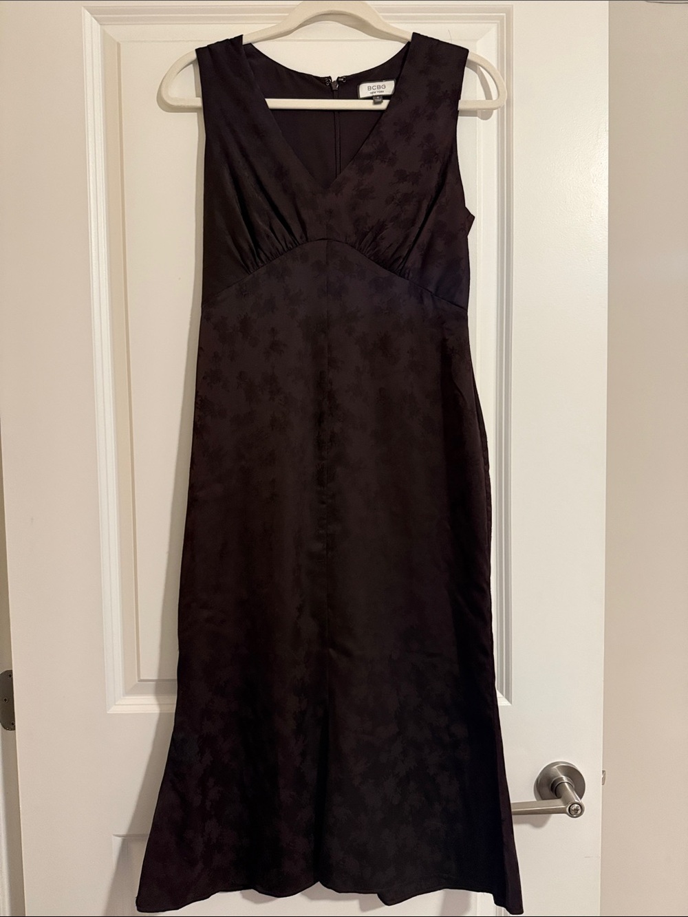 BCBG Dark Brown V-Neck Sleeveless Midi Dress